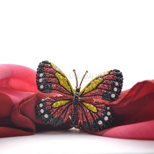 Зажим для платка бабочка бордовая арт. 6-255 недорого