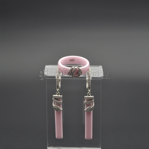 Комплект из розовой керамики с фианитом арт. 13022