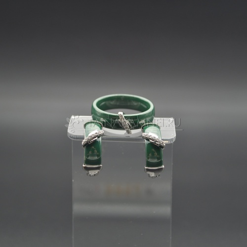 Комплект из зеленой керамики с фианитом арт. 12332